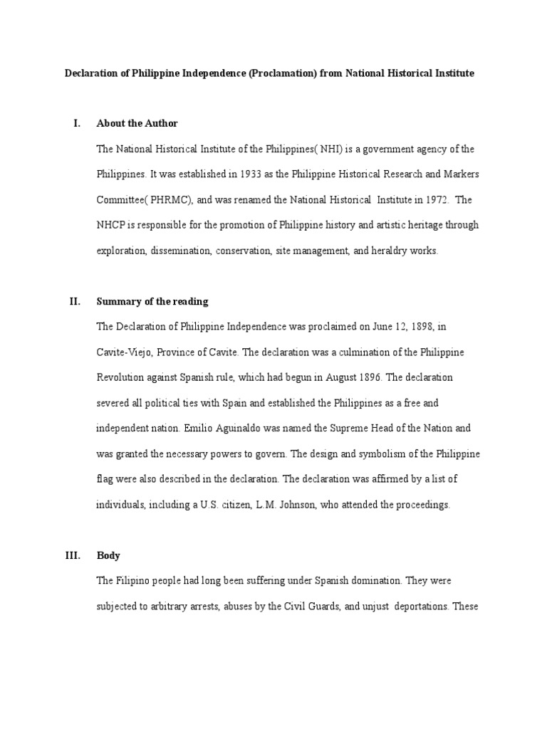 Philippine Independence Declaration 1898 | PDF | Philippines