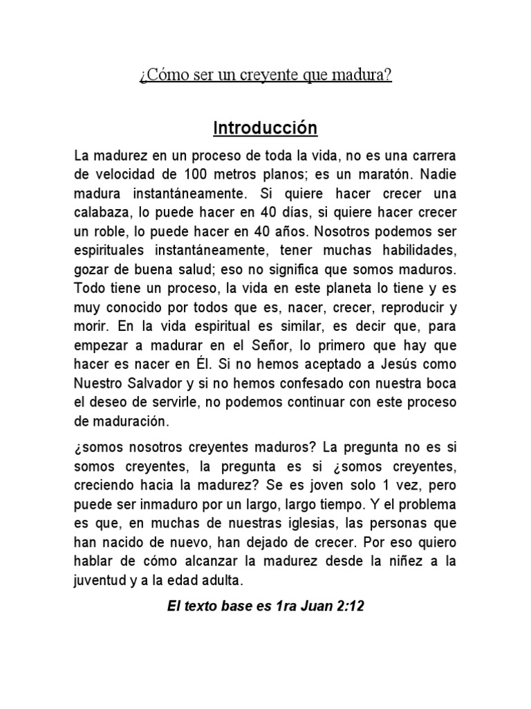 Cómo Ser Un Creyente Que Madura | PDF | Cristo (título) | Pablo el apóstol