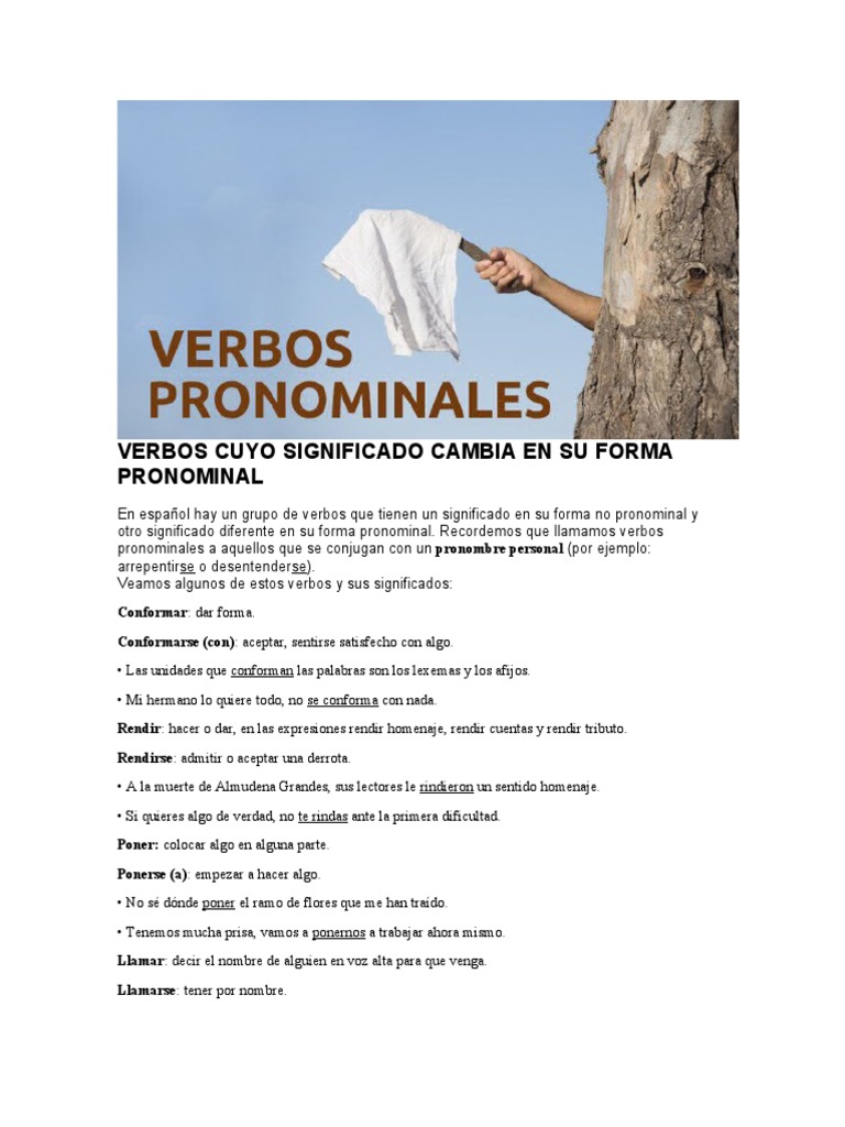 Verbos Pronominales y Su Significado | PDF | Artes del Lenguaje y ...