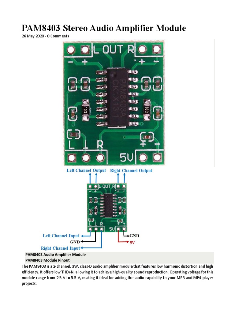 PAM8403 Audio Amplifier Overview | PDF