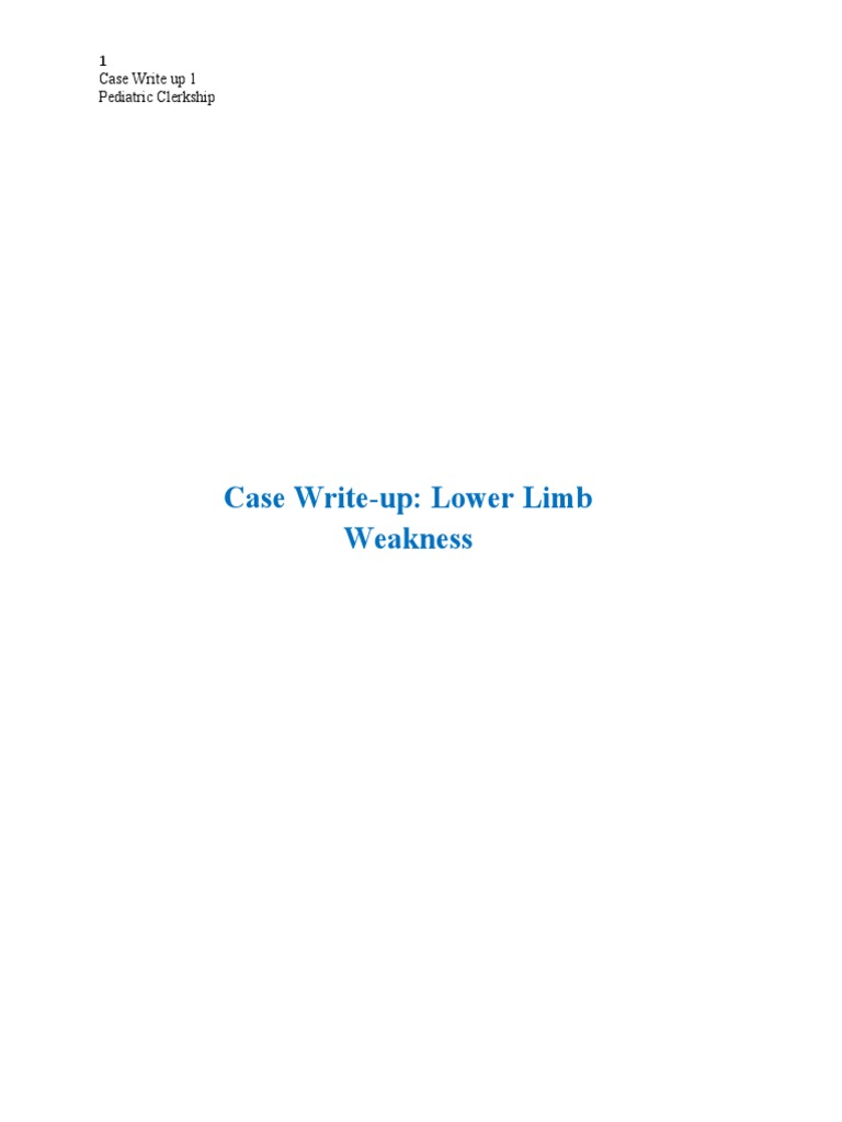 Lower Limb Weakness PDF Anemia Medicine