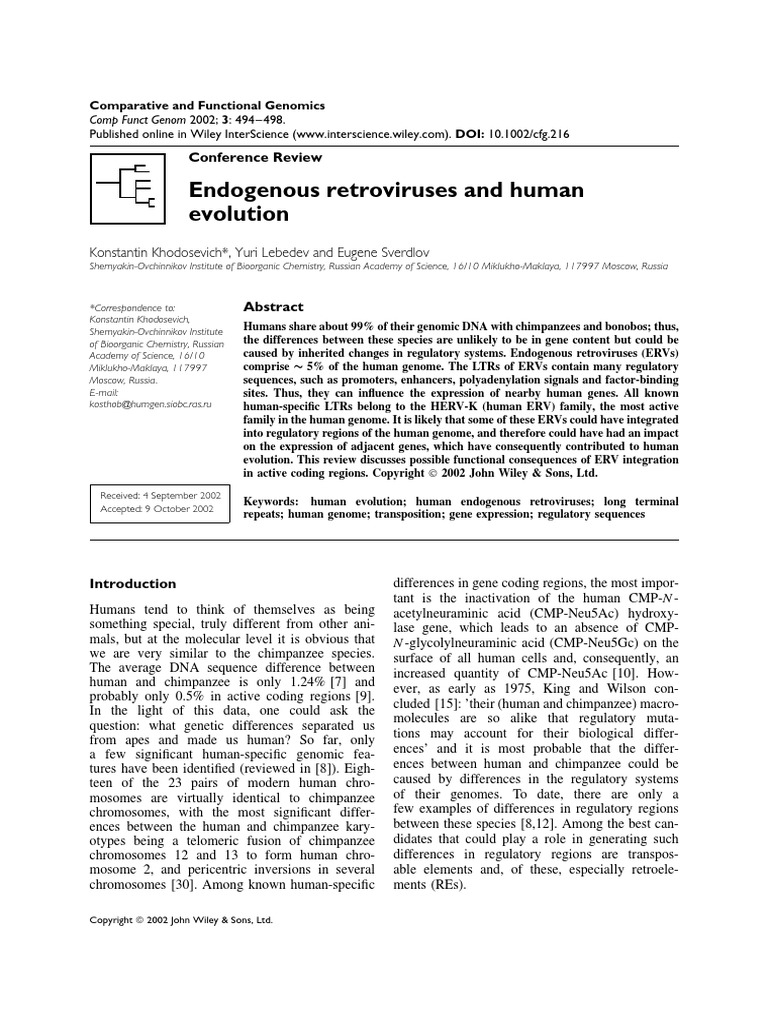 Endogenous Retroviruses and Human Evolution: Conference Review | PDF ...
