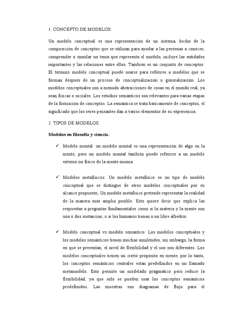 Tipos y Definición de Modelos Conceptuales | PDF | Modelo conceptual ...