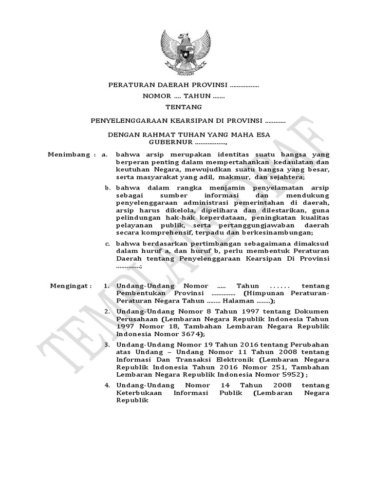 Peraturan Kearsipan Provinsi 2023 | PDF