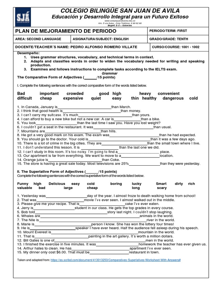 Tenth Grade English Improvement Plan | PDF