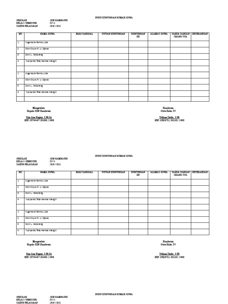 Buku Kunjungan Rumah Siswa Pdf