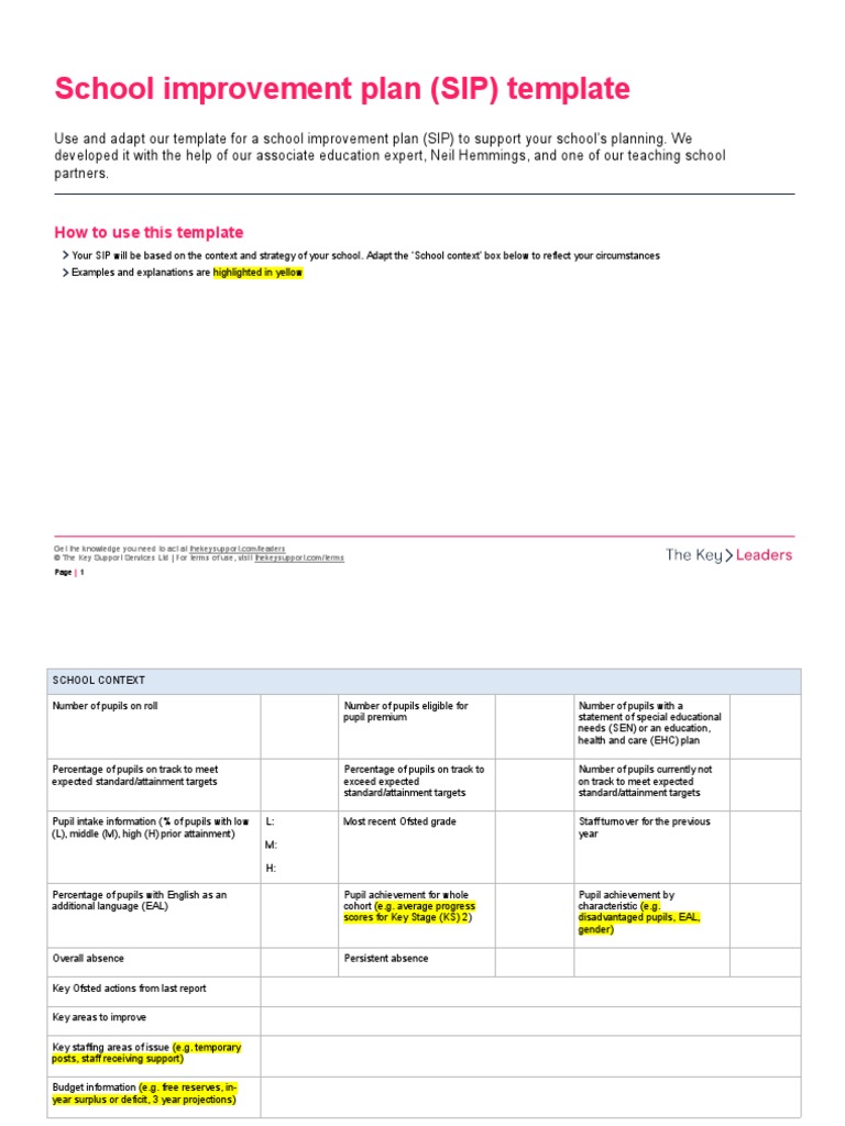 School Improvement Plan Template | PDF