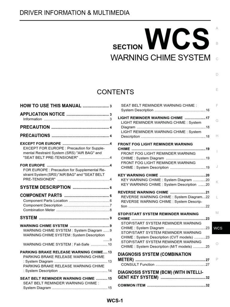 warning chime system PDF