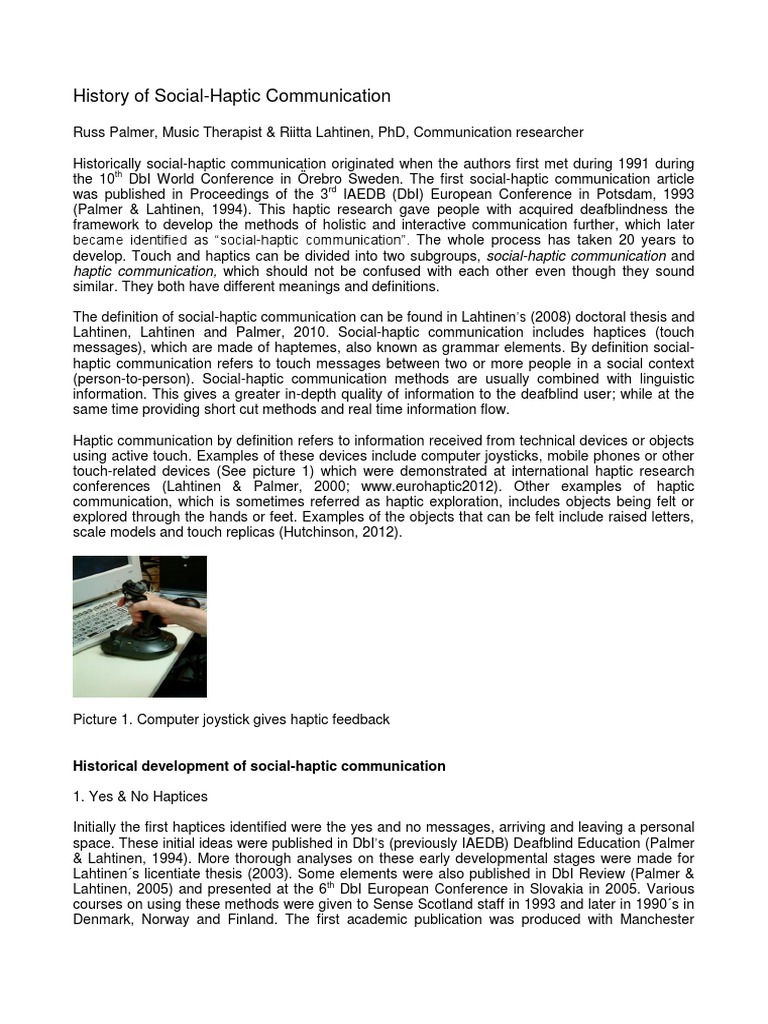 Social-Haptic Communication Overview | PDF | Communication | Body Language