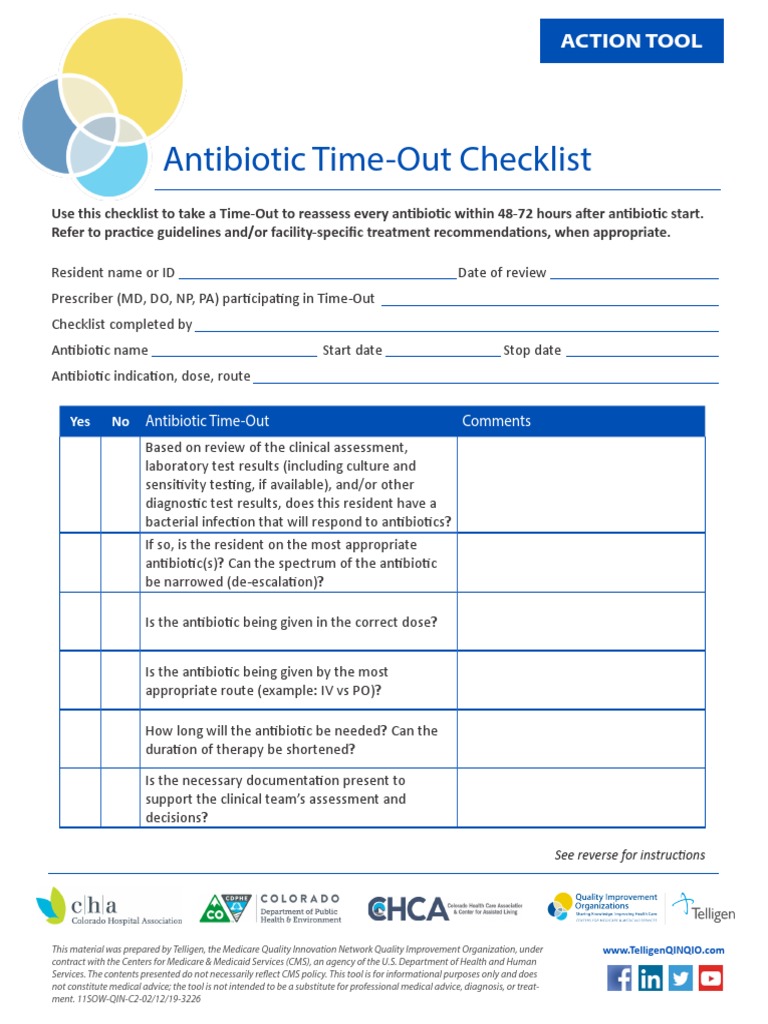 Antibiotic TimeOut Checklist PDF Medical Specialties Medicine