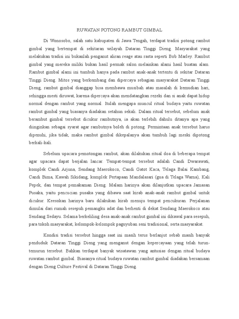 Ruwatan Potong Rambut Gimbal | PDF