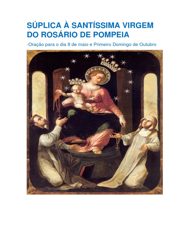 Suplica A Santissima Virgem Do Rosario De Pompeia Pdf Rosário Oração