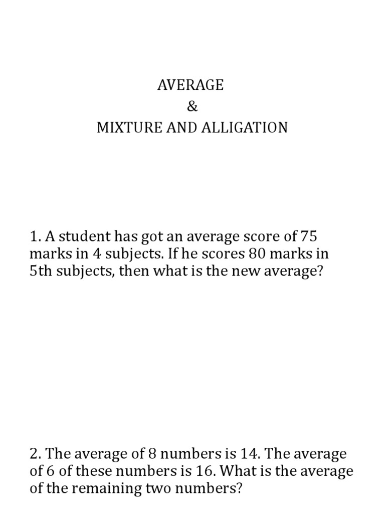 Average & Alligation Problems | PDF | Mathematics