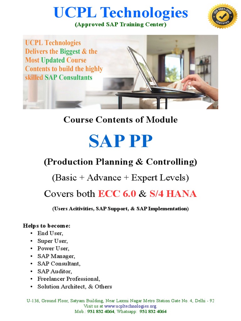SAP S/4 HANA PP Module Training Course | PDF