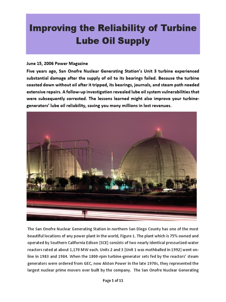 Enhancing Turbine Lube Oil Reliability | PDF | Pump | Power Station