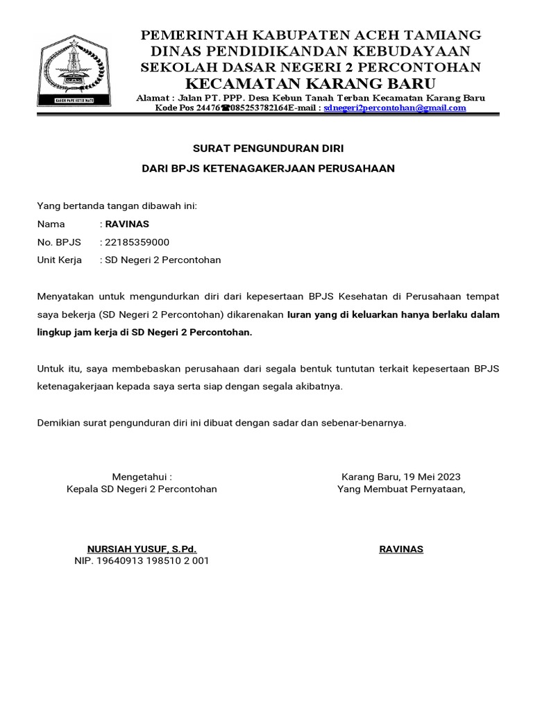 Surat Pengunduran Diri | PDF