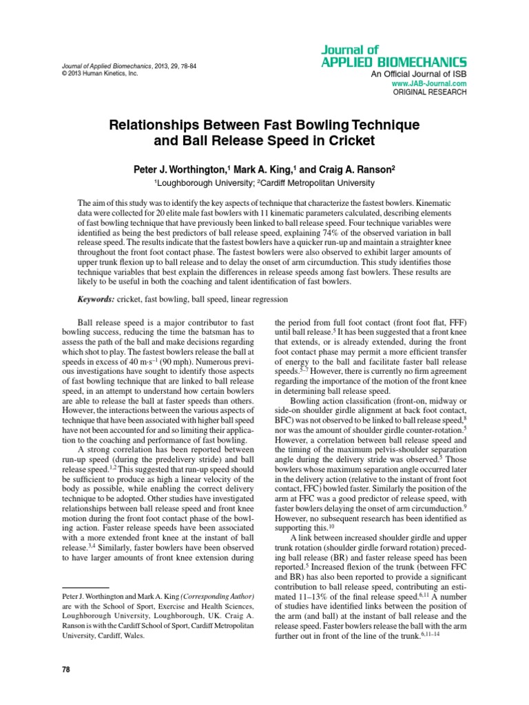 Fast Bowling Techniques and Ball Speed | PDF | Bowling (Cricket ...