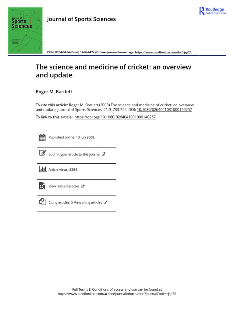 Science and Medicine of Cricket Overview | PDF | Cricket | Bowling ...