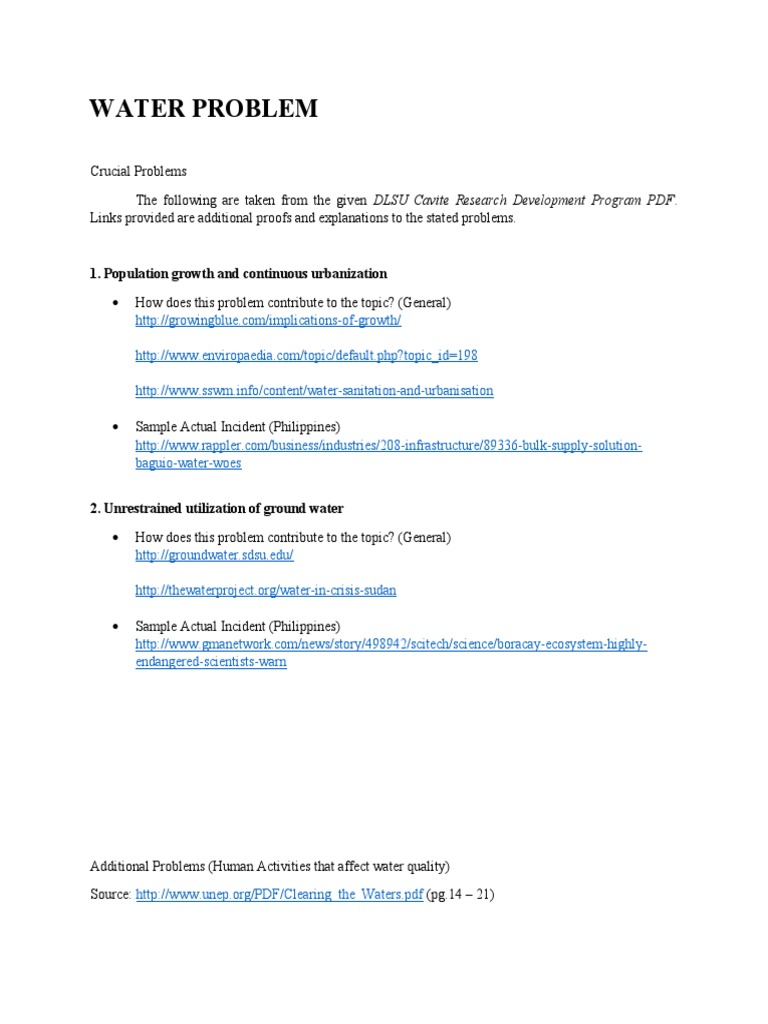 Water Supply (Problems and Evidences) PDF