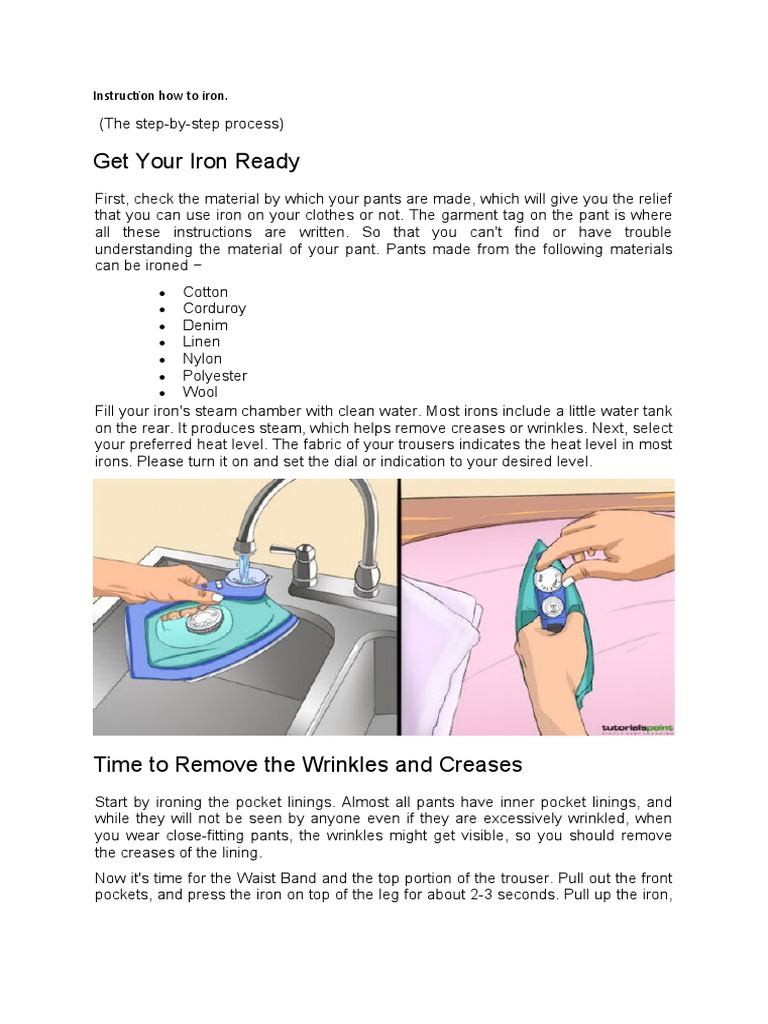 Instruction How To Iron | PDF | Trousers | Jeans