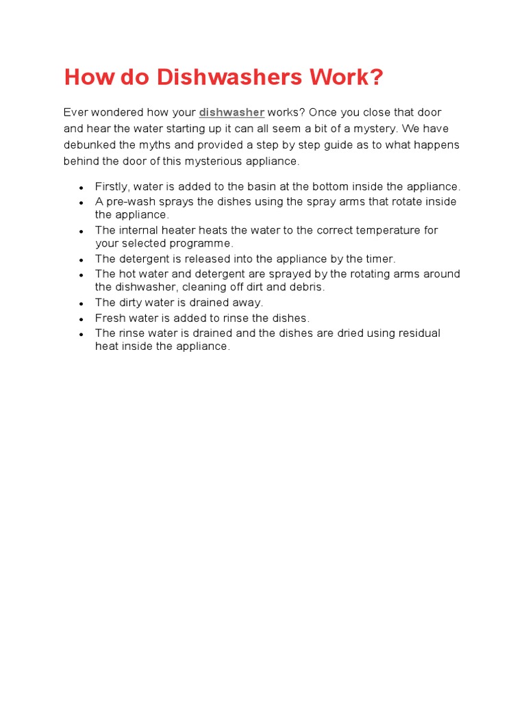 How Do Dishwashers Work PDF