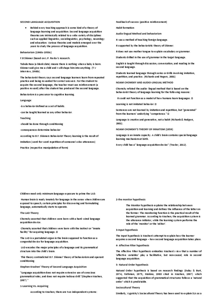 Second Language Acquisition Download Free Pdf Second Language