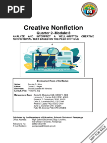 Cnfq2 Mod3 Analyze and Interpret A Well Written Creative Nonfictional Text Based On The Peer Critique