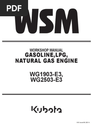 Kubota Engine Workshop Manual WG2503-E3 9Y111-09148 | PDF
