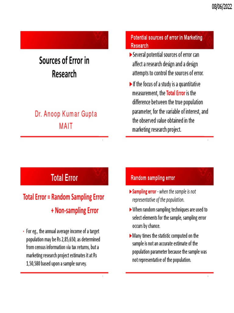 3 Sources of Error in Research Designs | PDF | Sampling (Statistics ...