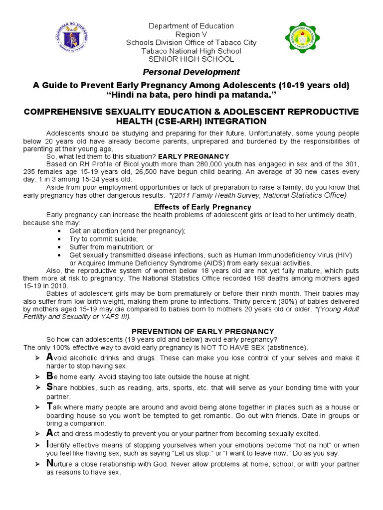 A Guide To Prevent Early Pregnancy Among Adolescents | PDF | Teenage ...