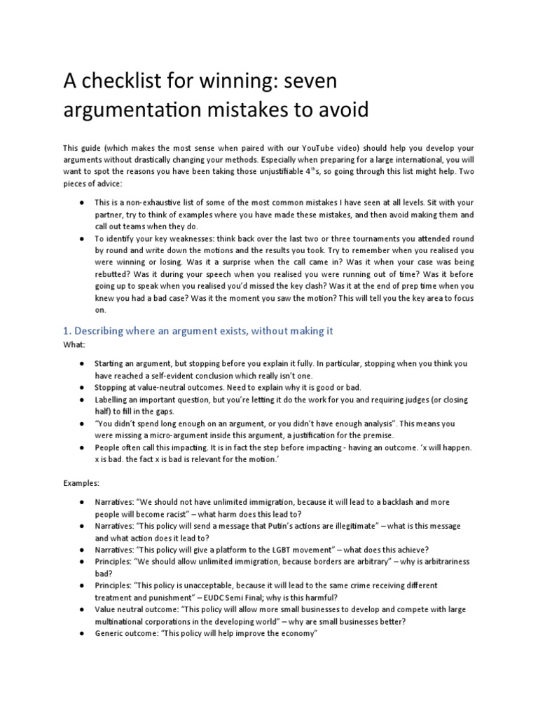 Avoid 7 Common Argumentation Mistakes | PDF