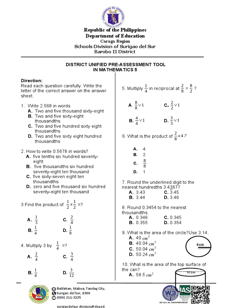 Republic of The Philippines Department of Education A. 4 B. 2 C. D. 1