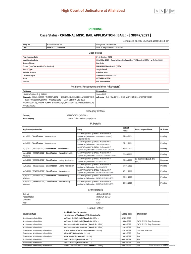 Case Status Search by Crime ST Number PDF Bail Crimes