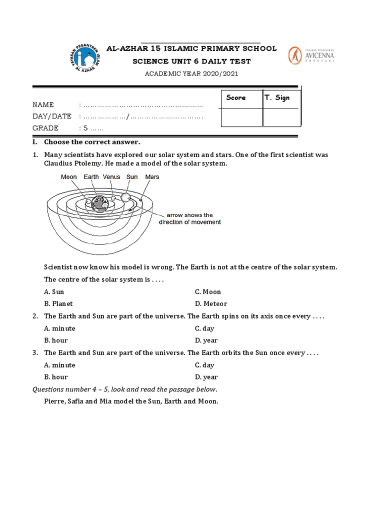 Daily Test | PDF | Earth | Solar System