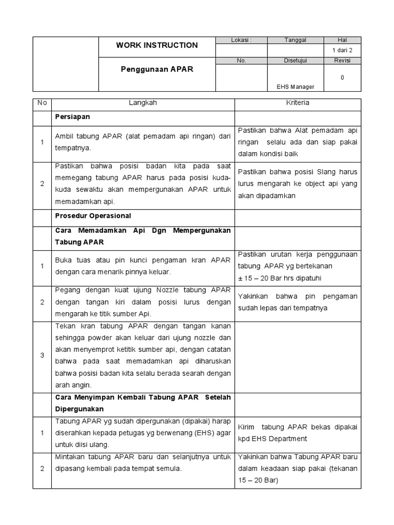 Petunjuk Penggunaan APAR yang Benar | PDF