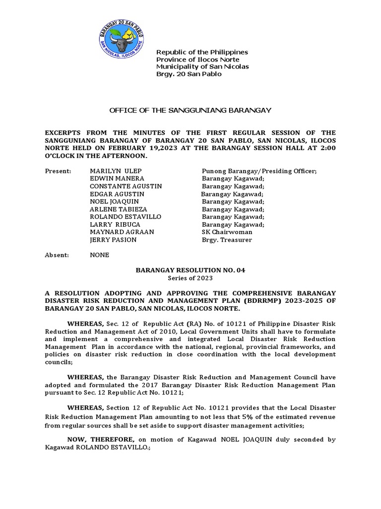 DRRM 2023-2025 Resolution | PDF | Government
