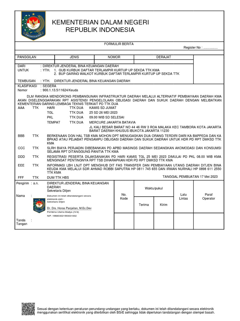 Radiogram Asistensi Obligasi Dan Sukuk Daerah - 25 S.D. 26 Mei 2023 | PDF