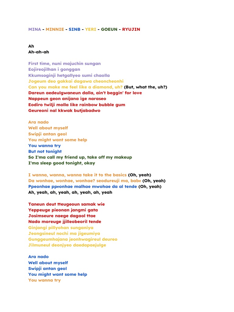 K-Pop Lyrics Analysis: "Take It to the Basics" | PDF