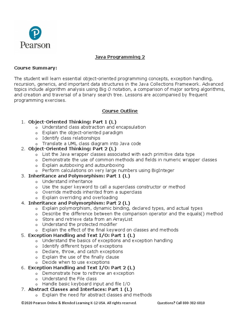 Java Programming Syllabus | PDF | Class (Computer Programming) | Method ...