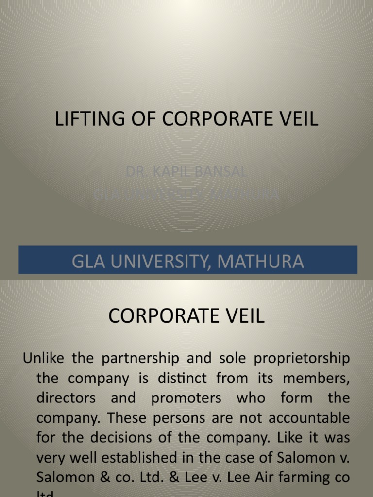 Lifting of Corporate Veil PDF Piercing The Corporate Veil Fraud