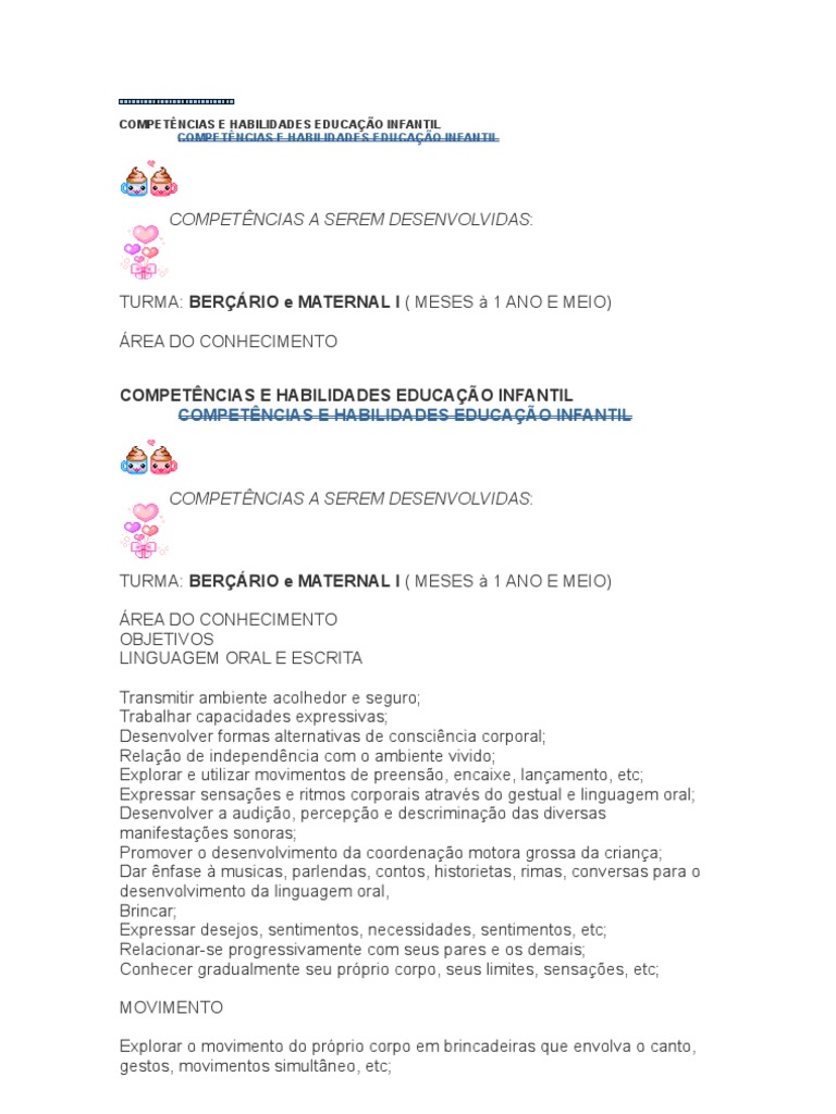 Competências na Educação Infantil | PDF | Ensino de Matemática | Escrita