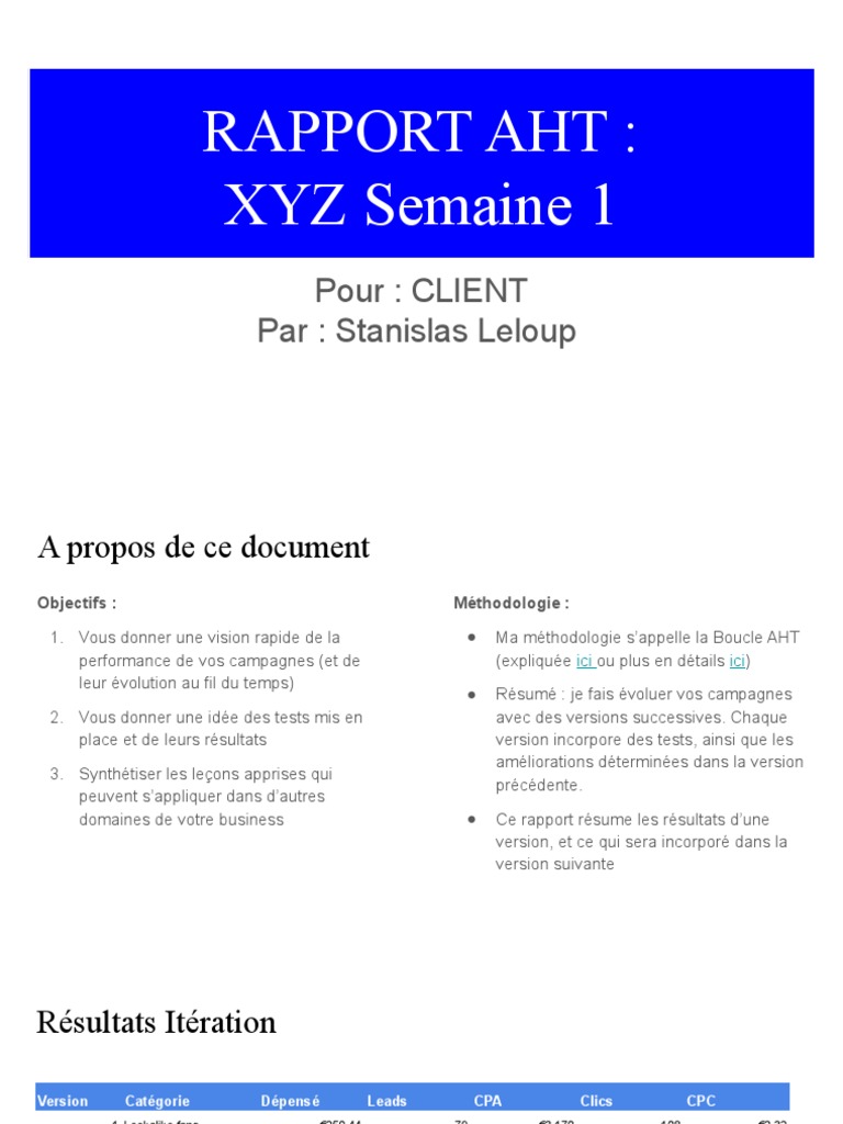 Exemple Rapport (Pub Facebook) | PDF
