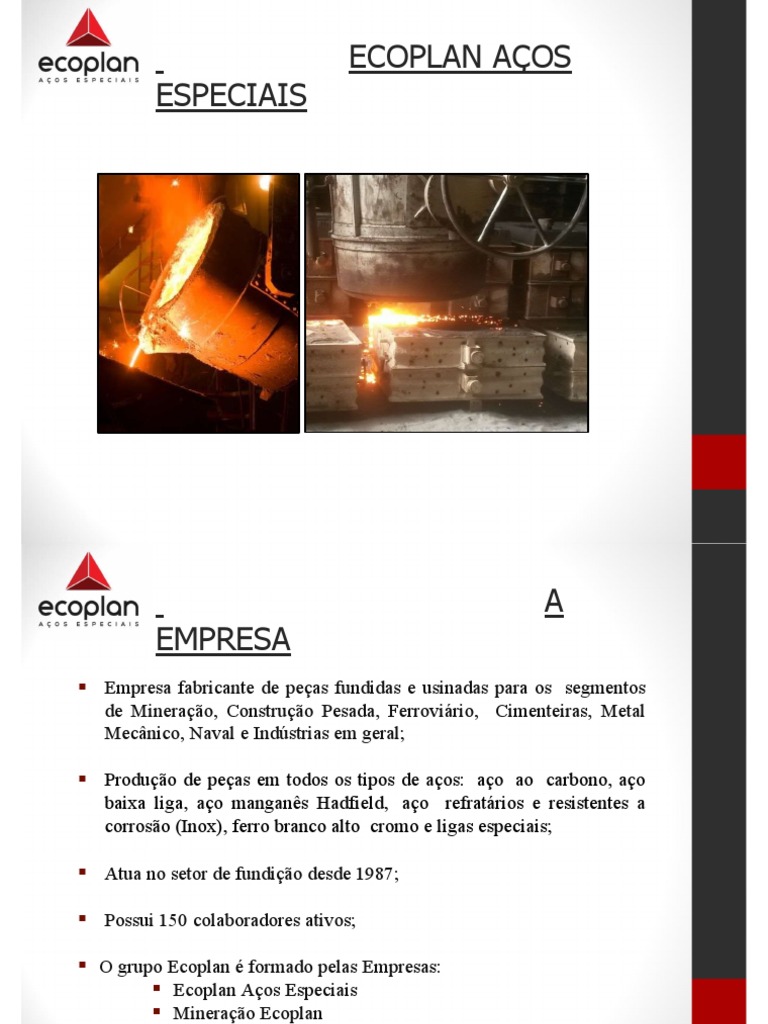 Apresentação Ecoplan 2021 - Industrial | PDF | Aço | Ciências Físicas