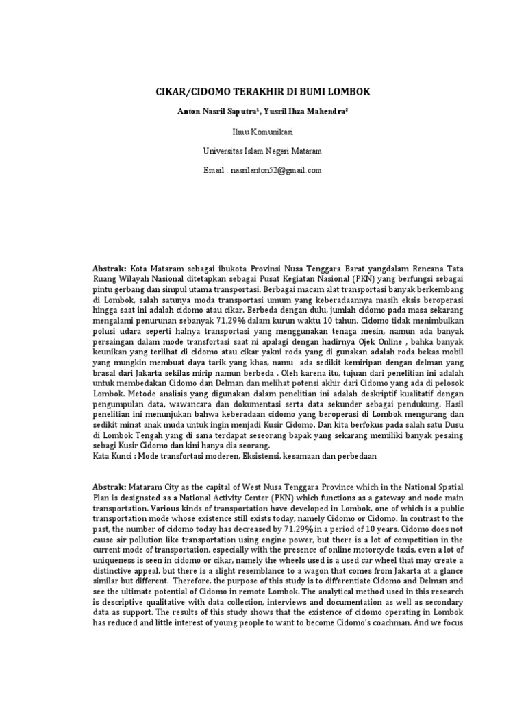 Artikel Cidomo | PDF | Perjalanan | Teknologi & Rekayasa