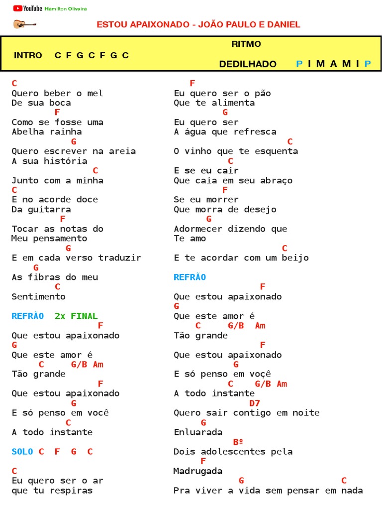 Estou Apaixonado - João Paulo e Daniel | PDF