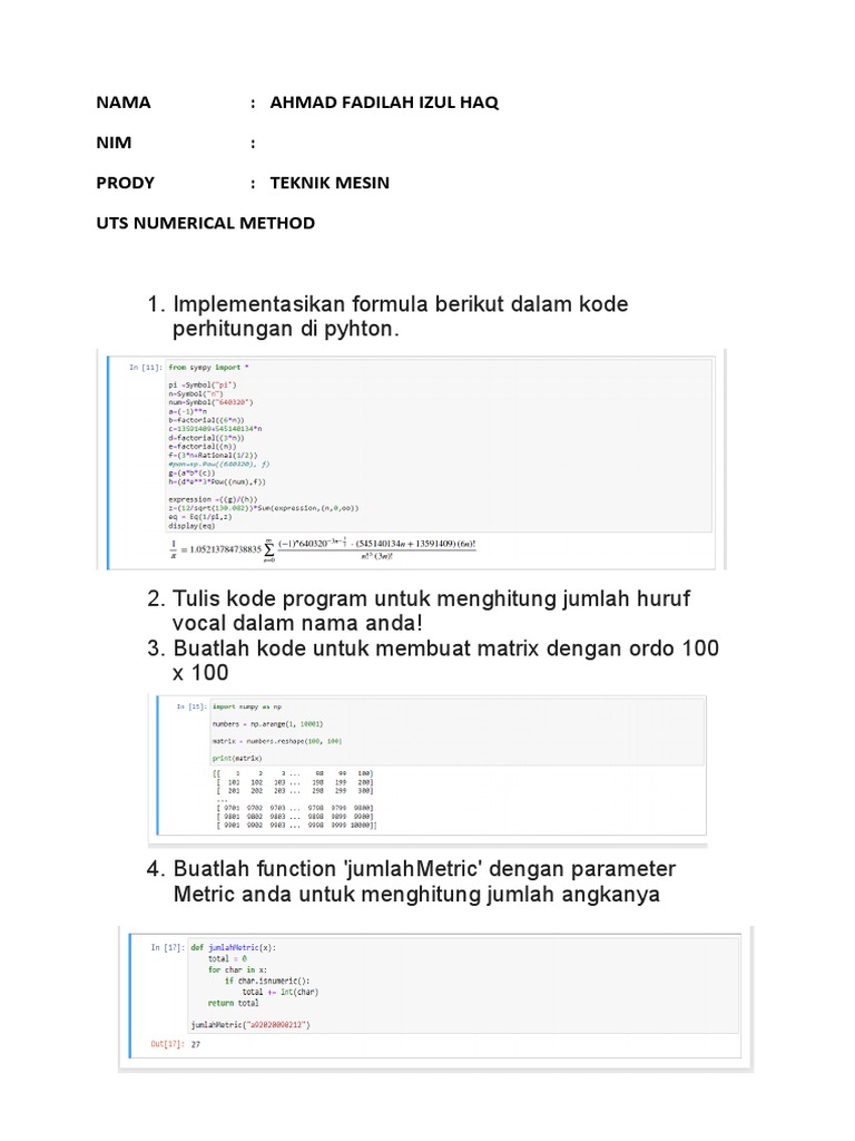 Numerik Menthod (Operasi Python) | PDF