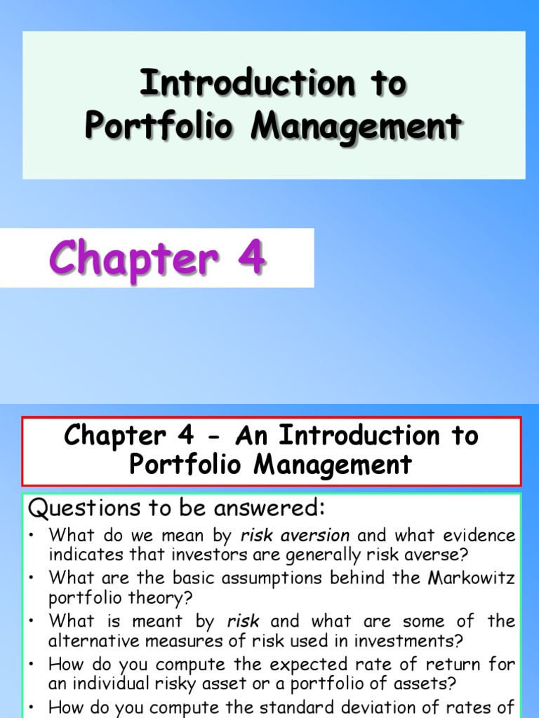 Introduction to Portfolio Management | PDF | Modern Portfolio Theory ...