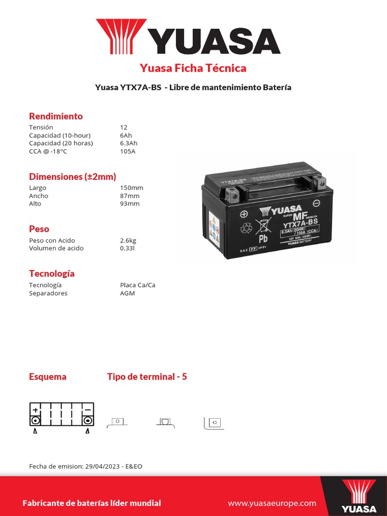 Ytx7a Bs Datasheet | PDF