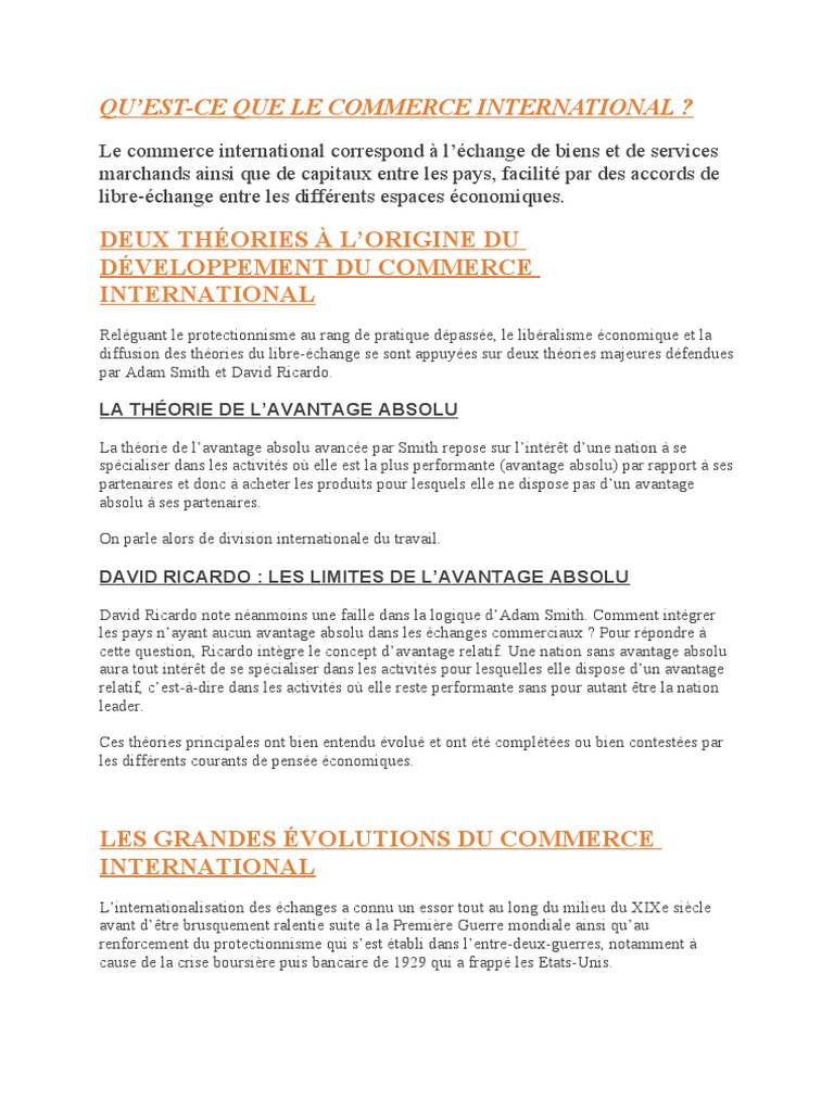Commerce International | PDF | Accord général sur les tarifs douaniers ...