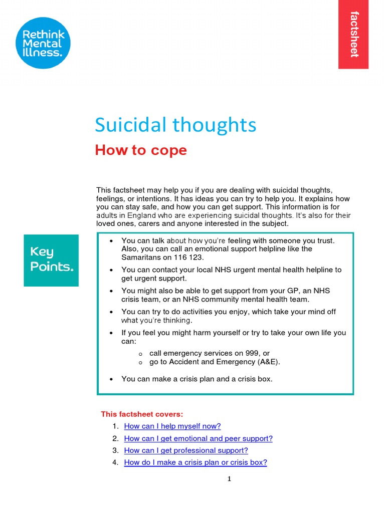 How To Cope With Suicidal Thoughts Pdf General Practitioner Breathing